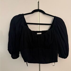 Abercrombie & Fitch Black Puff Sleeve Crop Top